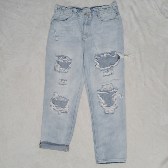 KanCan Denim - KanCan Like New Super Distressed Highrise Paper Bag Waist Mom Jeans sz 15/31